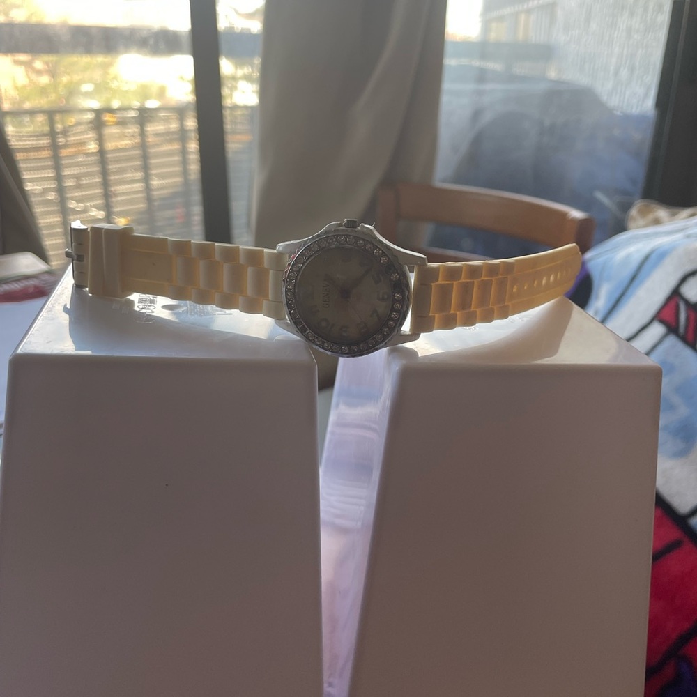 Yellow Watch with Crystal Bezel
